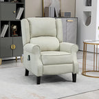 Fauteuil inclinable à oreilles en lin blanc avec massage vibrant, chauffage et repose-pieds
