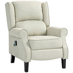 Fauteuil inclinable à oreilles en lin blanc avec massage vibrant, chauffage et repose-pieds