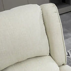 Fauteuil inclinable à oreilles en lin blanc avec massage vibrant, chauffage et repose-pieds
