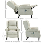 Fauteuil inclinable à oreilles en lin blanc avec massage vibrant, chauffage et repose-pieds