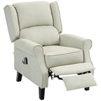 Fauteuil inclinable à oreilles en lin blanc avec massage vibrant, chauffage et repose-pieds