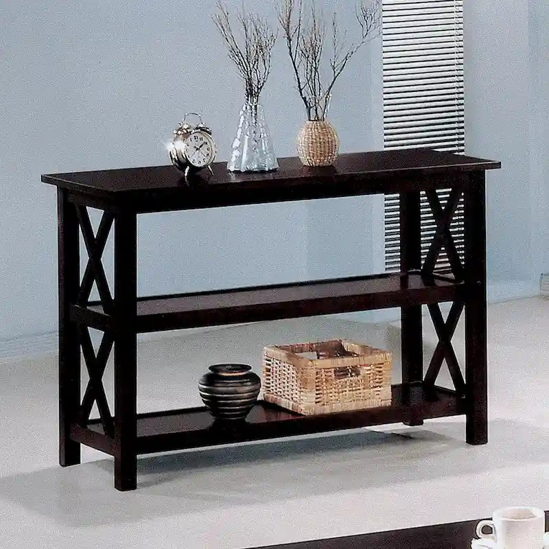 Console de canapé merlot foncé à 2 étagères