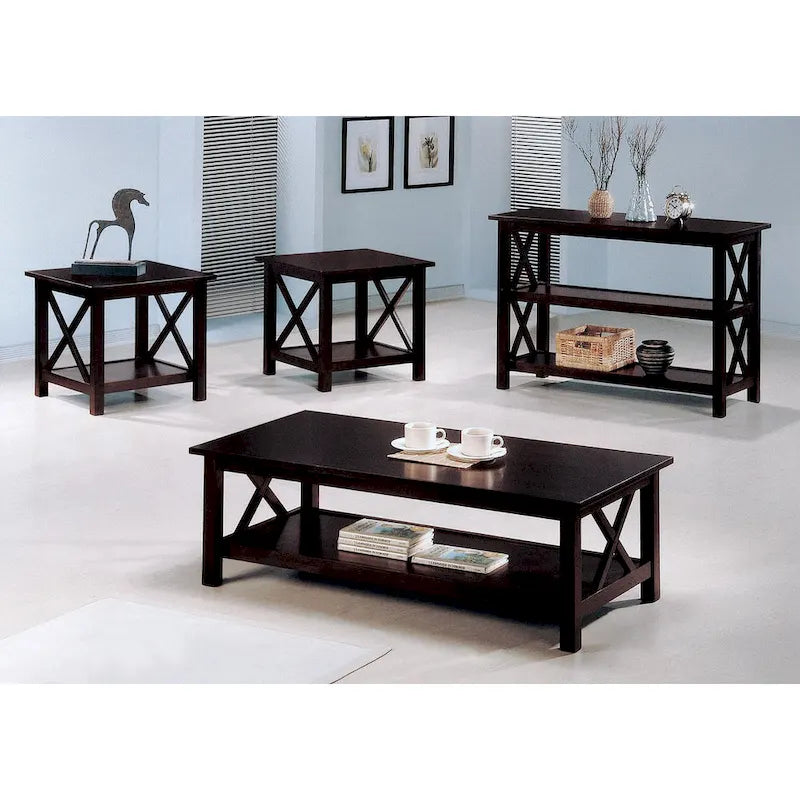 Console de canapé merlot foncé à 2 étagères