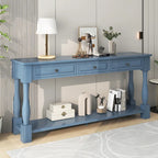 Console méditerranéenne avec 3 tiroirs de rangement et étagère inférieure ouverte pour entrée de maison et hôtel