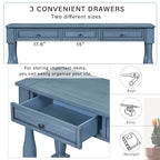 Console méditerranéenne avec 3 tiroirs de rangement et étagère inférieure ouverte pour entrée de maison et hôtel