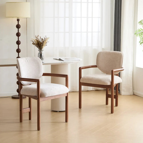   - Harper Mordern Upholstered Rubberwood Arm Dining Chairs (Set of 2)