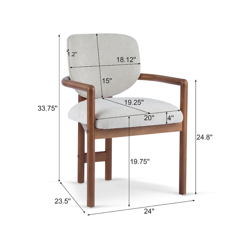 - Chaises de salle à manger Harper Mordern rembourrées en bois d'hévéa (lot de 2)