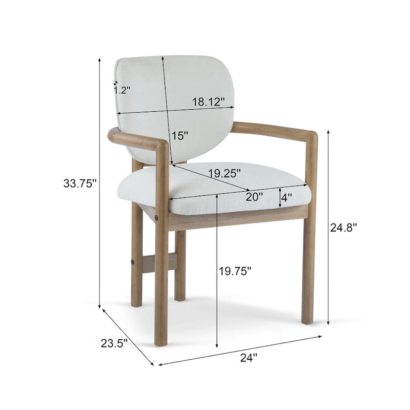 - Chaises de salle à manger Harper Mordern rembourrées en bois d'hévéa (lot de 2)