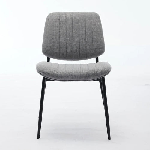 Lot de 2 chaises de salle à manger en lin avec pieds en métal, dossier incurvé, chaise d'appoint pour salon/salle à manger