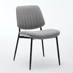 Lot de 2 chaises de salle à manger en lin avec pieds en métal, dossier incurvé, chaise d'appoint pour salon/salle à manger