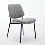 Lot de 2 chaises de salle à manger en lin avec pieds en métal, dossier incurvé, chaise d'appoint pour salon/salle à manger