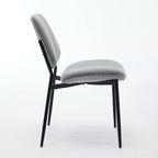 Lot de 2 chaises de salle à manger en lin avec pieds en métal, dossier incurvé, chaise d'appoint pour salon/salle à manger