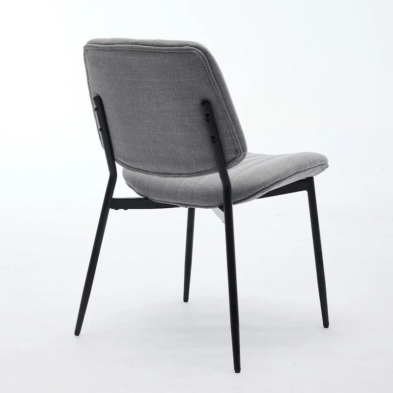 Lot de 2 chaises de salle à manger en lin avec pieds en métal, dossier incurvé, chaise d'appoint pour salon/salle à manger