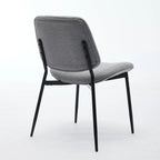 Lot de 2 chaises de salle à manger en lin avec pieds en métal, dossier incurvé, chaise d'appoint pour salon/salle à manger