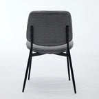 Lot de 2 chaises de salle à manger en lin avec pieds en métal, dossier incurvé, chaise d'appoint pour salon/salle à manger