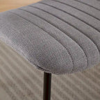 Lot de 2 chaises de salle à manger en lin avec pieds en métal, dossier incurvé, chaise d'appoint pour salon/salle à manger