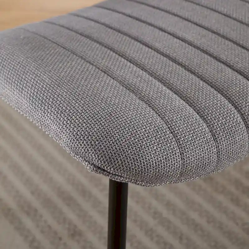 Lot de 2 chaises de salle à manger en lin avec pieds en métal, dossier incurvé, chaise d'appoint pour salon/salle à manger