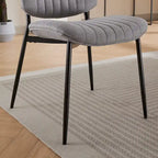 Lot de 2 chaises de salle à manger en lin avec pieds en métal, dossier incurvé, chaise d'appoint pour salon/salle à manger