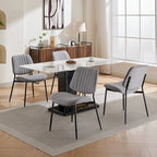 Lot de 2 chaises de salle à manger en lin avec pieds en métal, dossier incurvé, chaise d'appoint pour salon/salle à manger