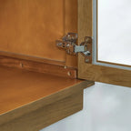 Grand buffet à 4 portes avec rangements, portes vitrées, étagères réglables et design arqué pour cuisine, salle à manger