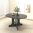 Table à manger ronde moderne avec plateau extensible et piètement en X pour les dîners de famille, les petits espaces et les aménagements multi-scènes