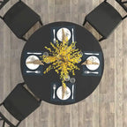 Table à manger ronde moderne avec plateau extensible et piètement en X pour les dîners de famille, les petits espaces et les aménagements multi-scènes