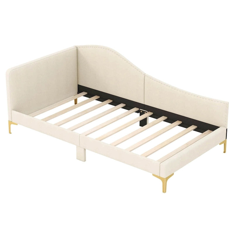   Twin/Full Size Upholstered Daybed Rivet-Tufted Platform Bed