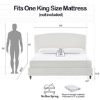 Lit King size rembourré et minimaliste avec dossier haut pour un sommeil de rêve et une chambre élégante