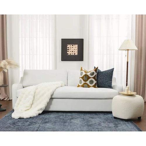   3-Seater Linen Upholstered Deep Seat Sofa with Flippable Cushions, 90W
