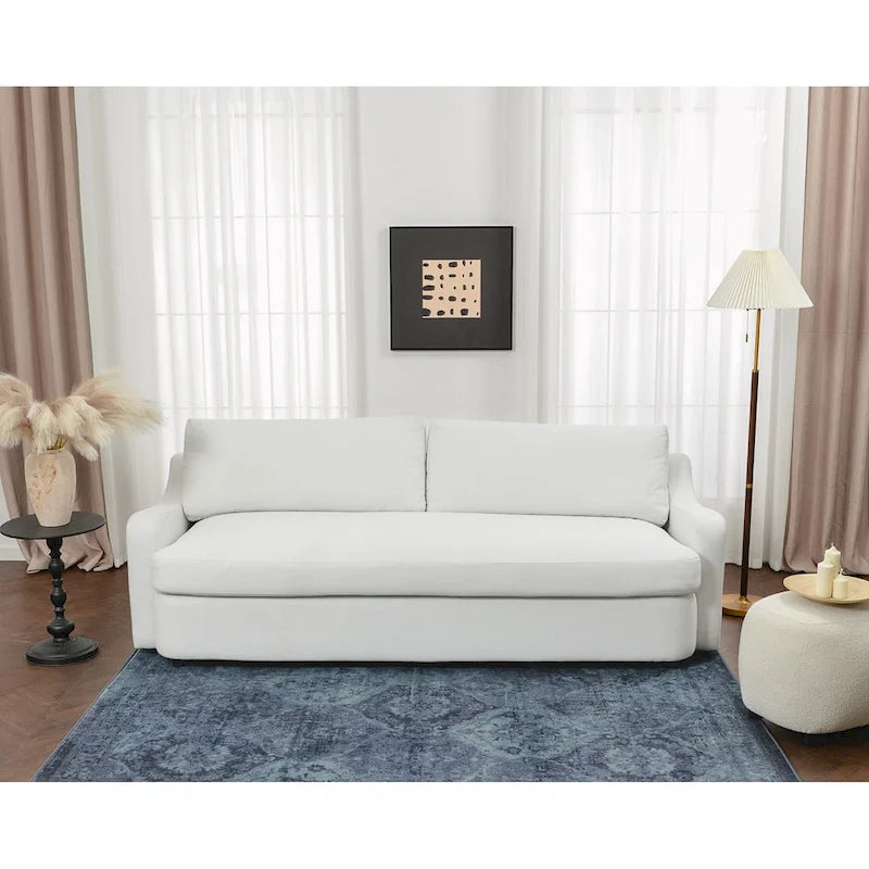 Canapé 3 places en lin à assise profonde avec coussins réversibles, 90L