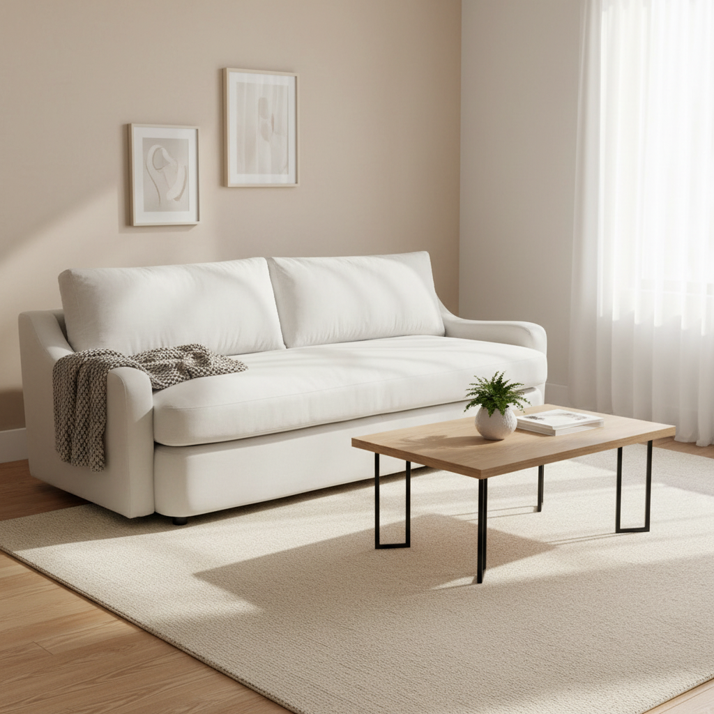 Canapé 3 places en lin à assise profonde avec coussins réversibles, 90L