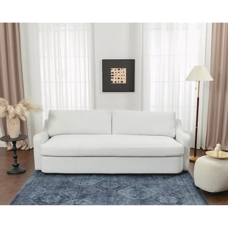 Canapé 3 places en lin à assise profonde avec coussins réversibles, 90L