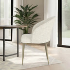   Dining Side Chair Set of 2, Padded Curved Back Contemporary White
