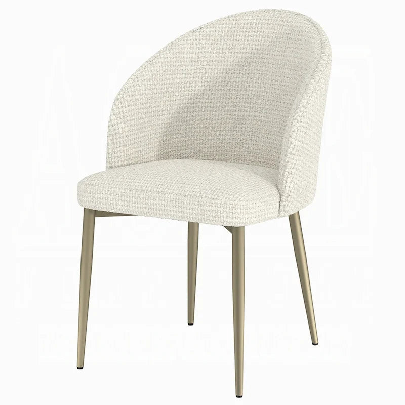 Lot de 2 chaises de salle à manger contemporaines avec dossier incurvé et rembourré, blanc