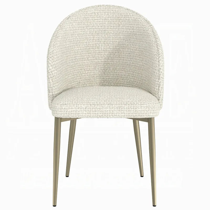 Lot de 2 chaises de salle à manger contemporaines avec dossier incurvé et rembourré, blanc