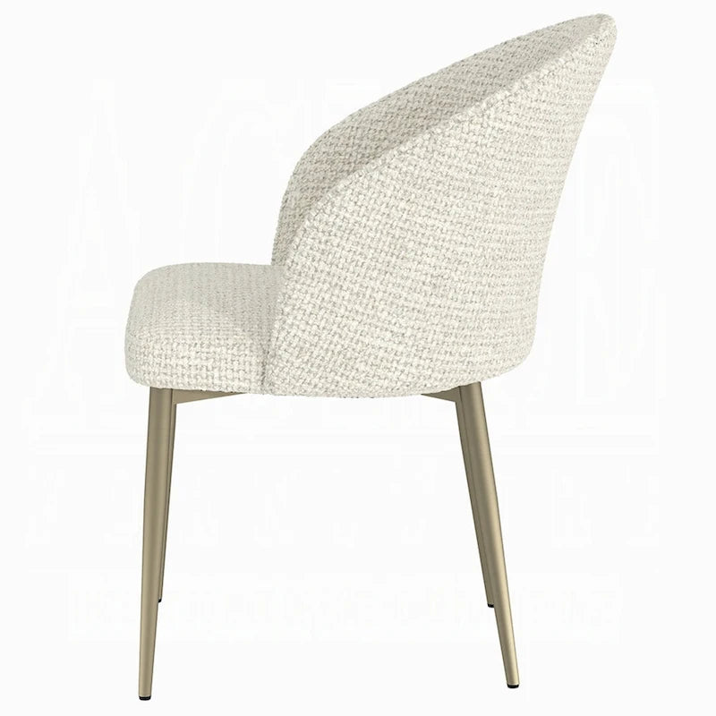 Lot de 2 chaises de salle à manger contemporaines avec dossier incurvé et rembourré, blanc