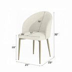 Lot de 2 chaises de salle à manger contemporaines avec dossier incurvé et rembourré, blanc