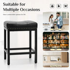 Tabourets de bar rembourrés en cuir PU épais de 24 po de hauteur, lot de 2, chaises de cuisine avec base en métal