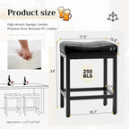 Tabourets de bar rembourrés en cuir PU épais de 24 po de hauteur, lot de 2, chaises de cuisine avec base en métal