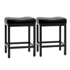 Tabourets de bar rembourrés en cuir PU épais de 24 po de hauteur, lot de 2, chaises de cuisine avec base en métal