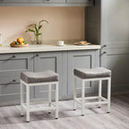 Tabourets de bar rembourrés en cuir PU épais de 24 po de hauteur, lot de 2, chaises de cuisine avec base en métal