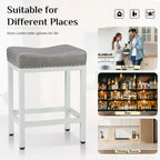 Tabourets de bar rembourrés en cuir PU épais de 24 po de hauteur, lot de 2, chaises de cuisine avec base en métal