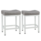 Tabourets de bar rembourrés en cuir PU épais de 24 po de hauteur, lot de 2, chaises de cuisine avec base en métal