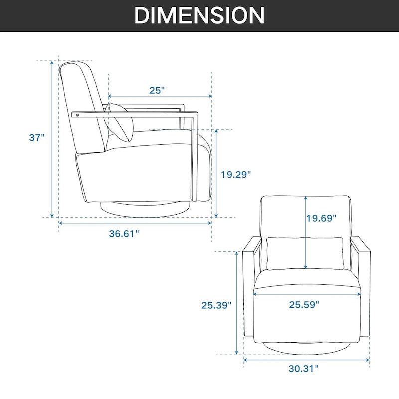30,31 € Fauteuil d'appoint pivotant rembourré en mélange de lin