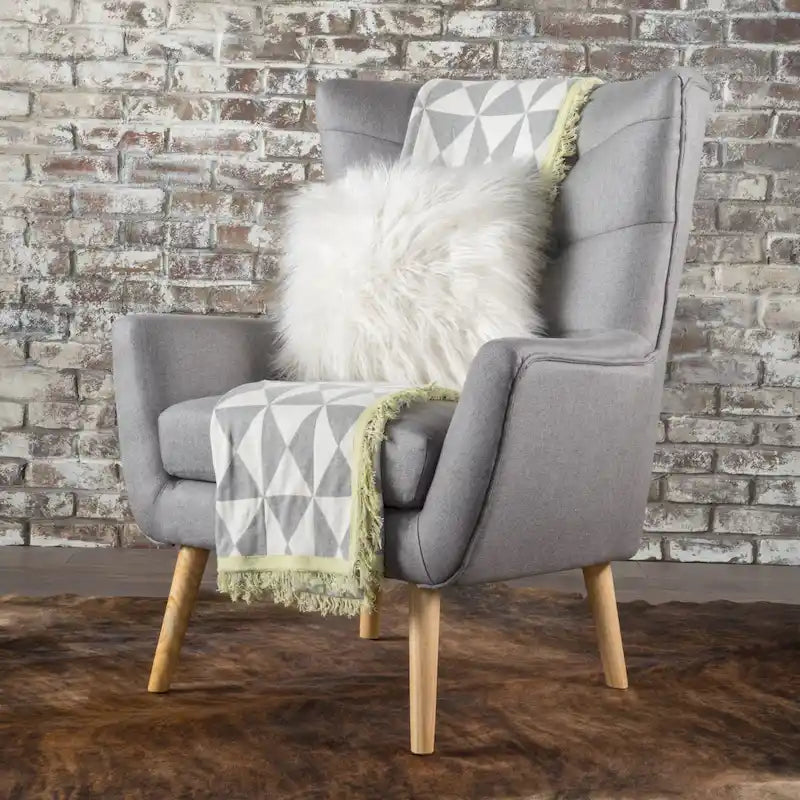 Fauteuil haut de dossier à oreilles gris 32,5