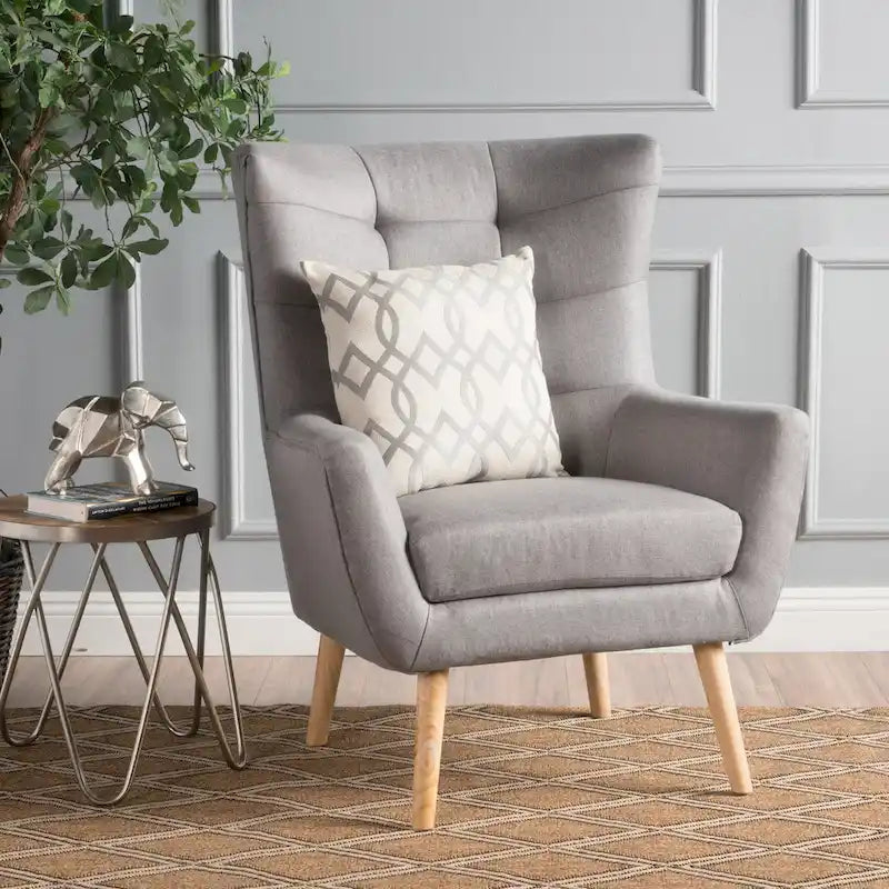 Fauteuil haut de dossier à oreilles gris 32,5