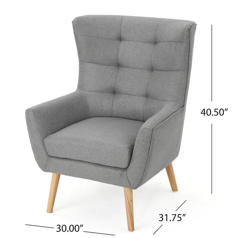 Fauteuil haut de dossier à oreilles gris 32,5