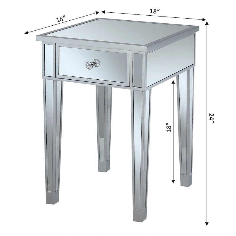 Table d'appoint à 1 tiroir avec miroir Gold Coast