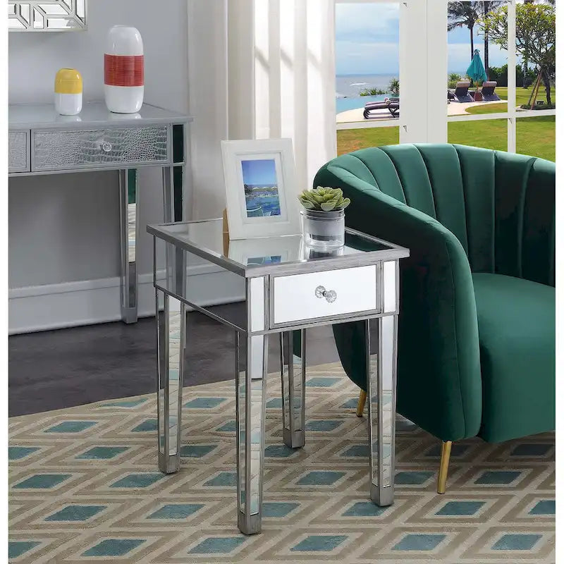 Table d'appoint à 1 tiroir avec miroir Gold Coast