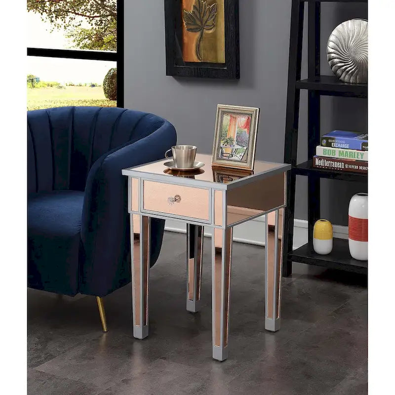 Table d'appoint à 1 tiroir avec miroir Gold Coast